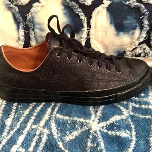 Black Embossed Leather Chucks™